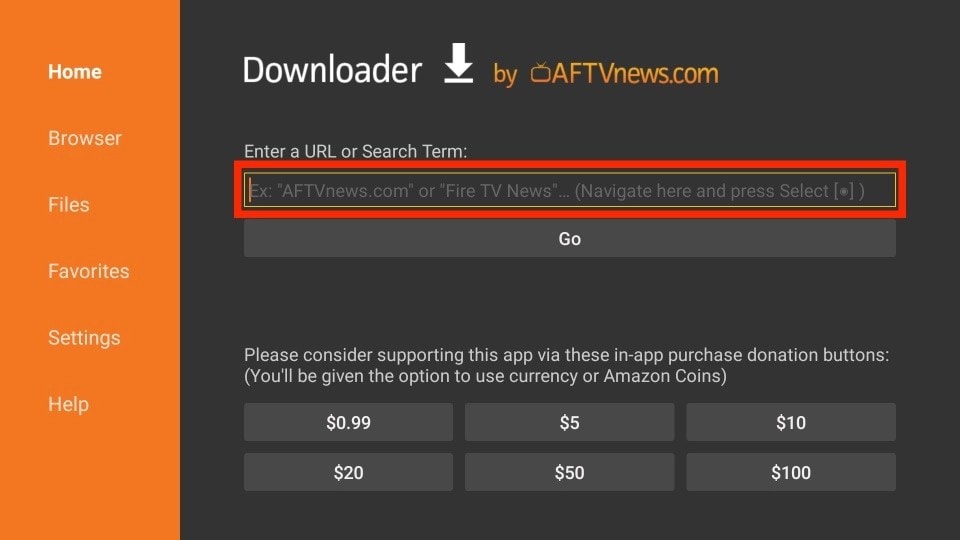 enter url