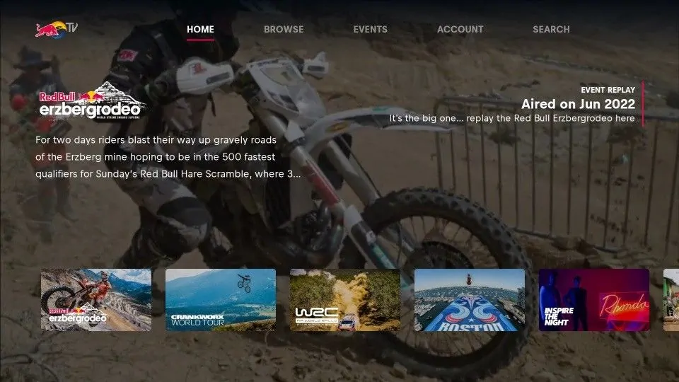 home tab on red bull tv