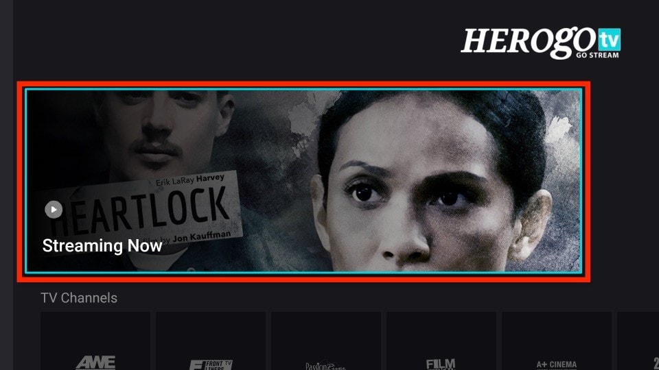 main screen of herogo tv