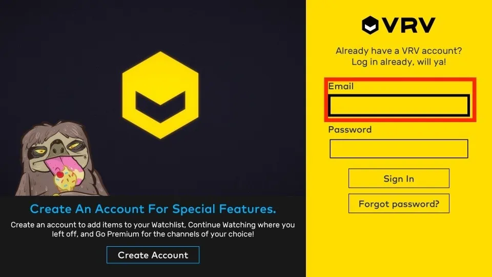 how to log in vrv account