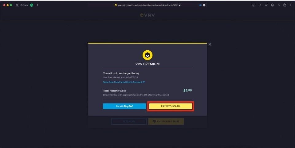 vrv subscription methods