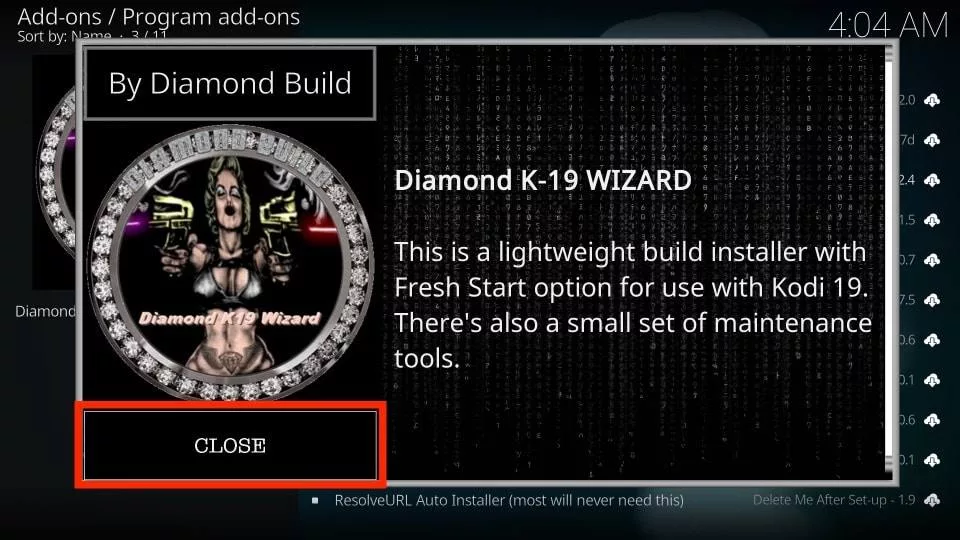 click CLOSE