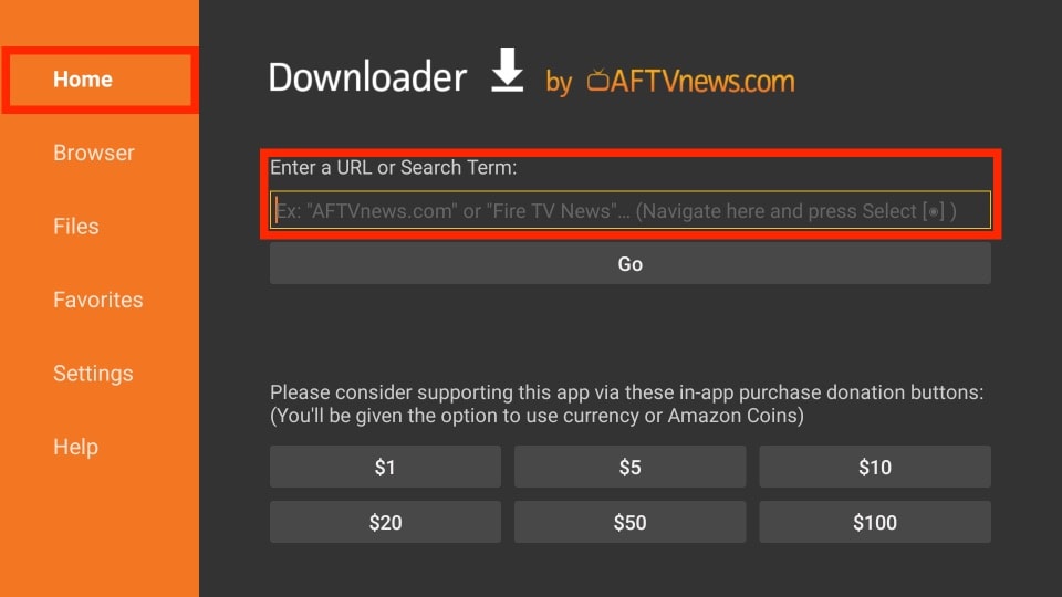 enter the URL