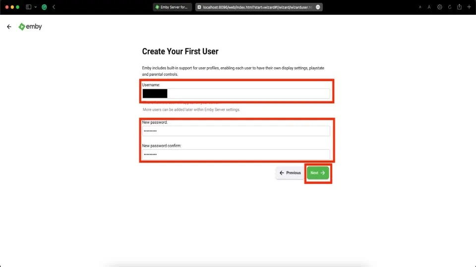 create your first user