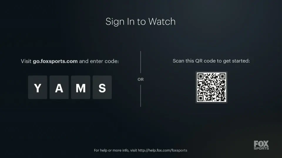 activation code appears on the screen