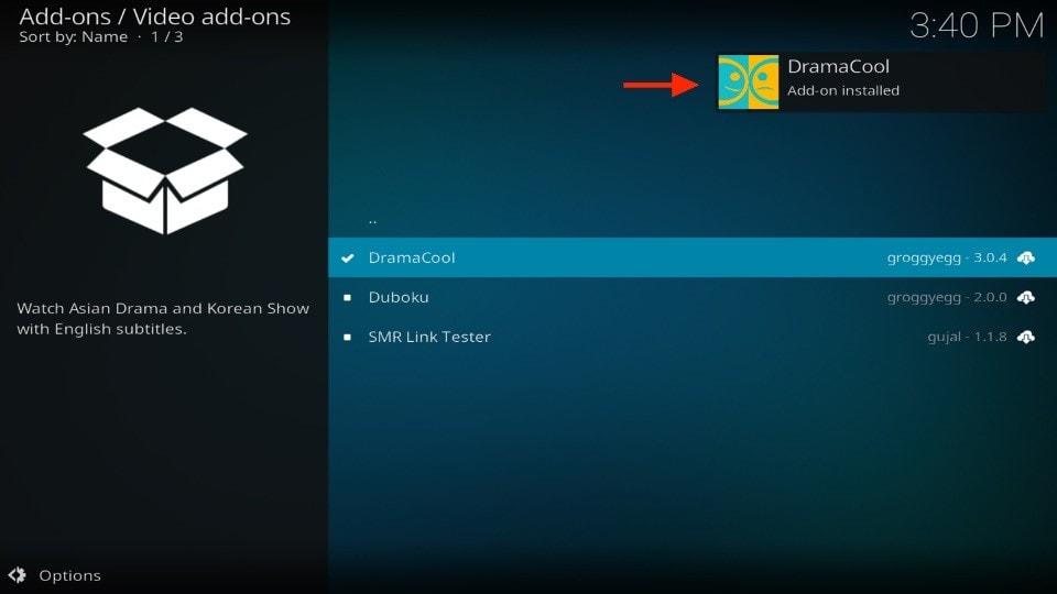  dramacool addon installed