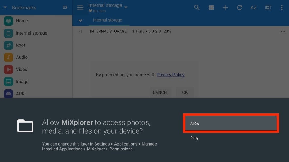click on allow button