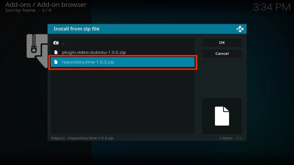 Choose repository.lime-X.X.X.zip