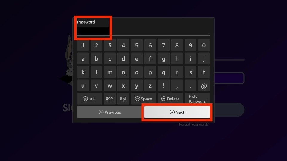 enter password