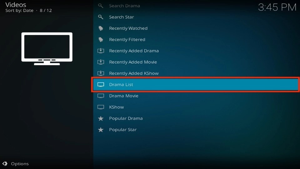select drama list section