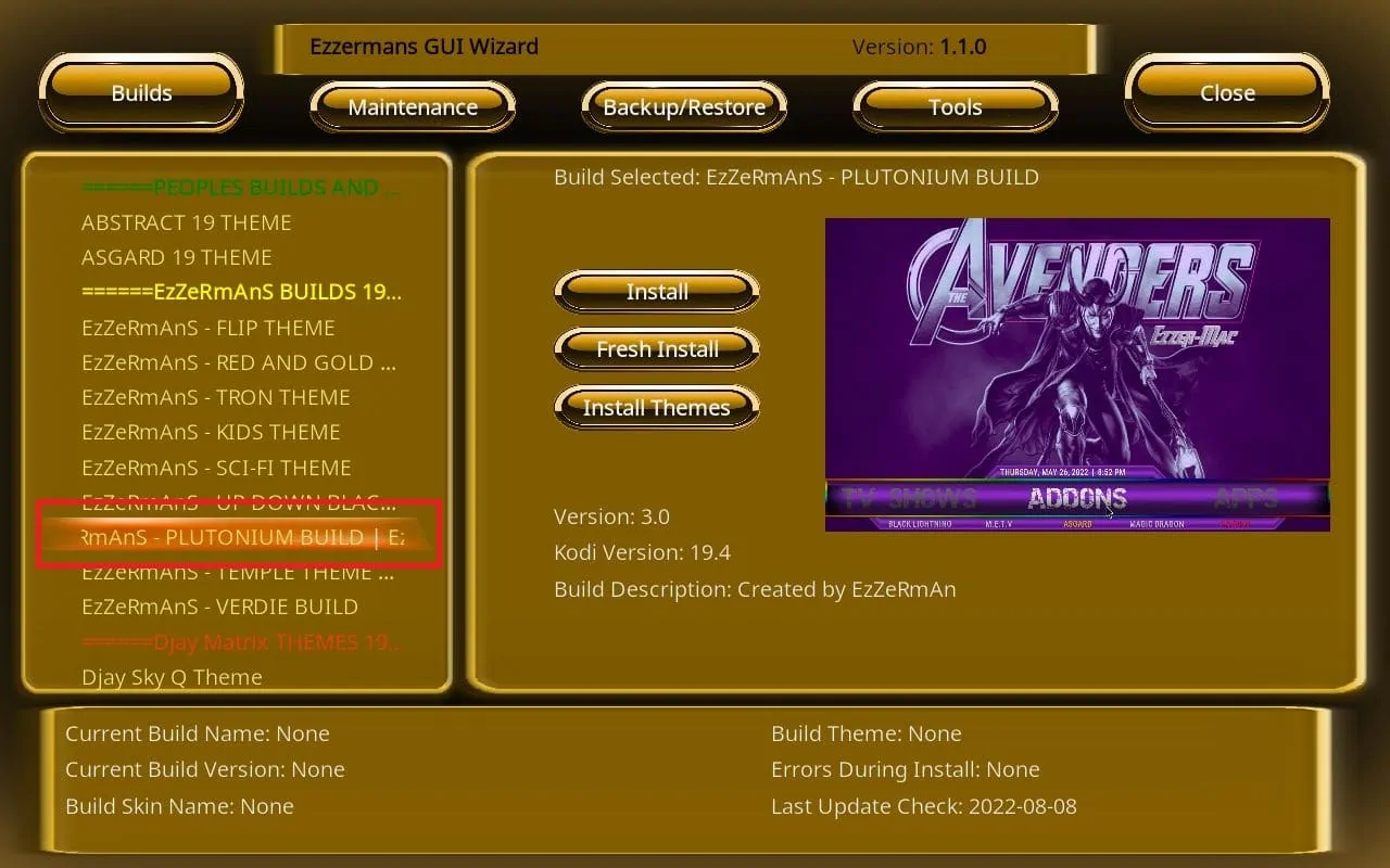 click ezzremand kodi buil