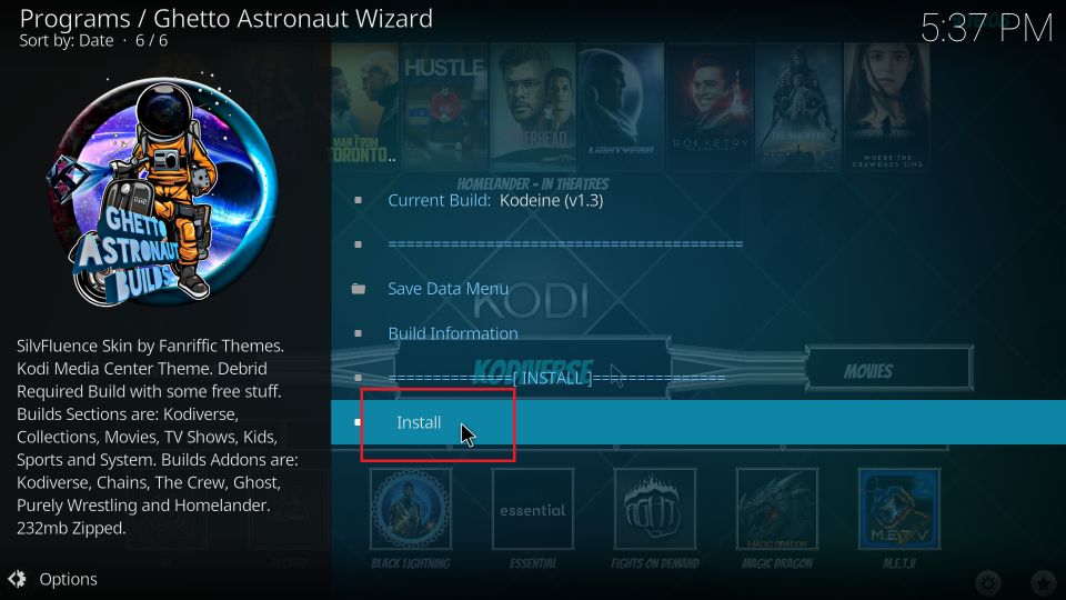 click install