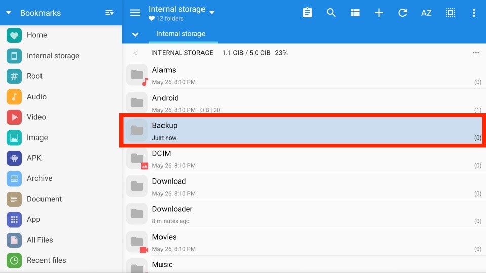 select backup
