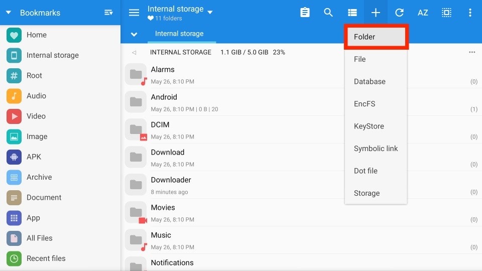 select folder tab