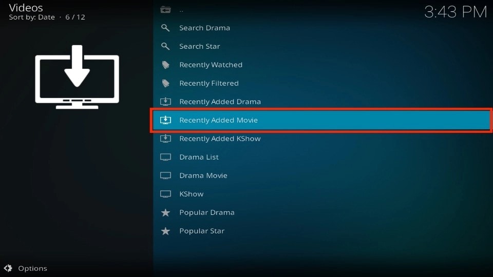 select recently added movie