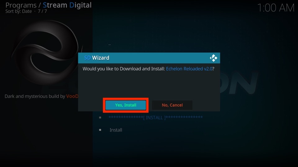 click yes, install