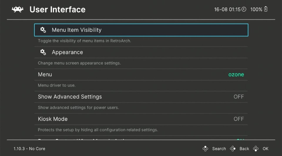 Tap Menu Item Visibility