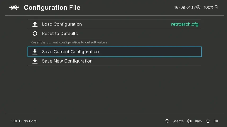 Save Current Configuration