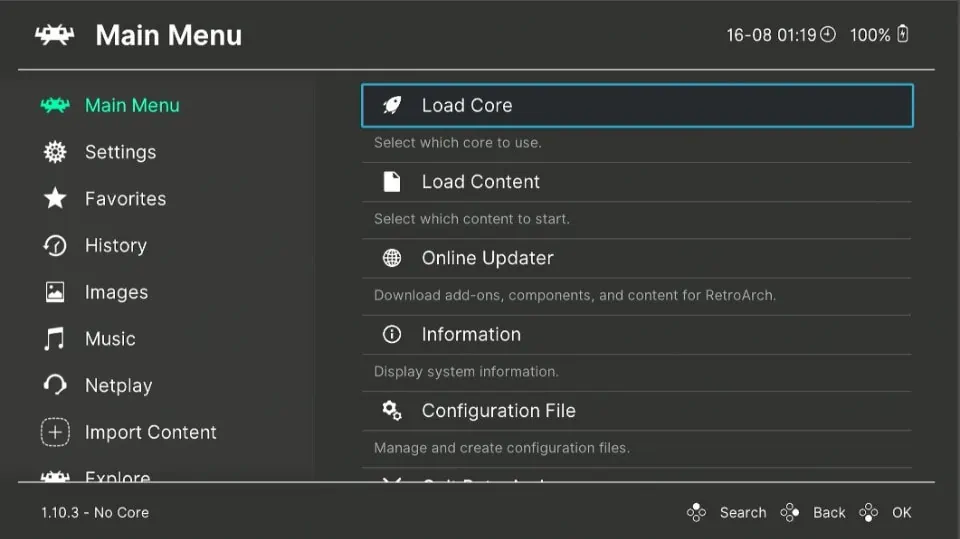 Click Load Core