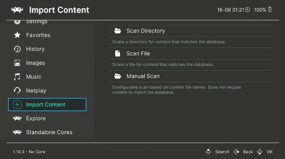 select Import Content