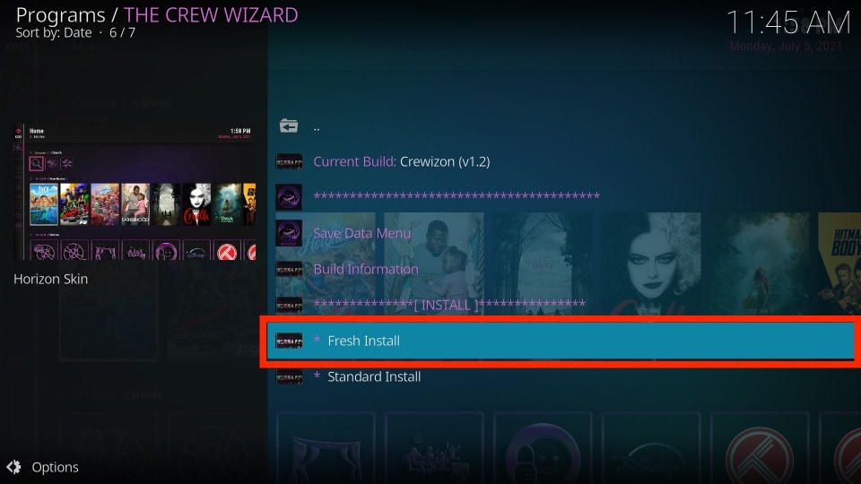 click fresh install
