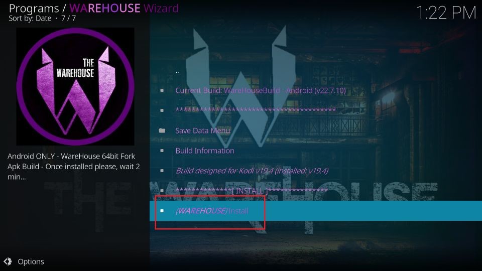 install warehouse