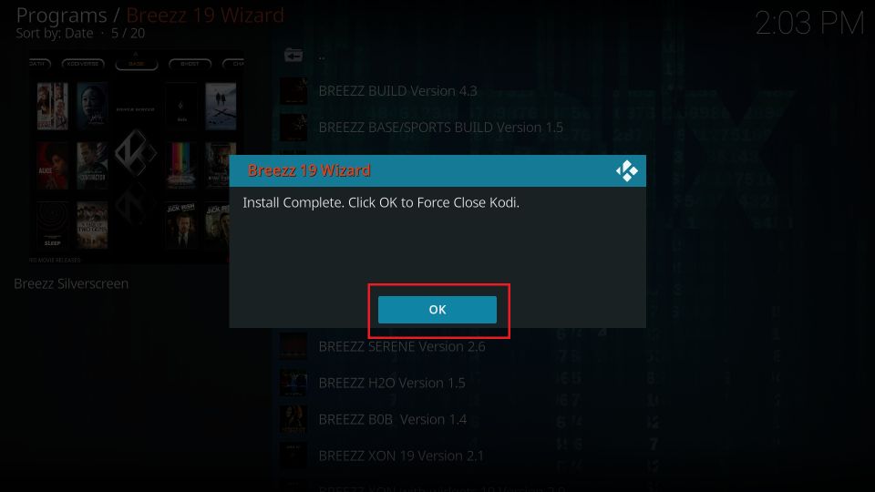Click on OK button