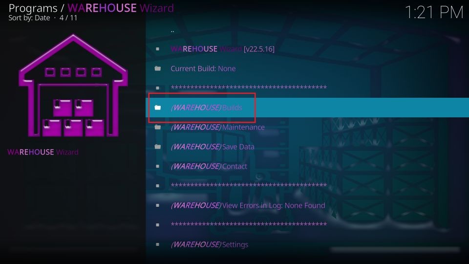 select warehouse wizard