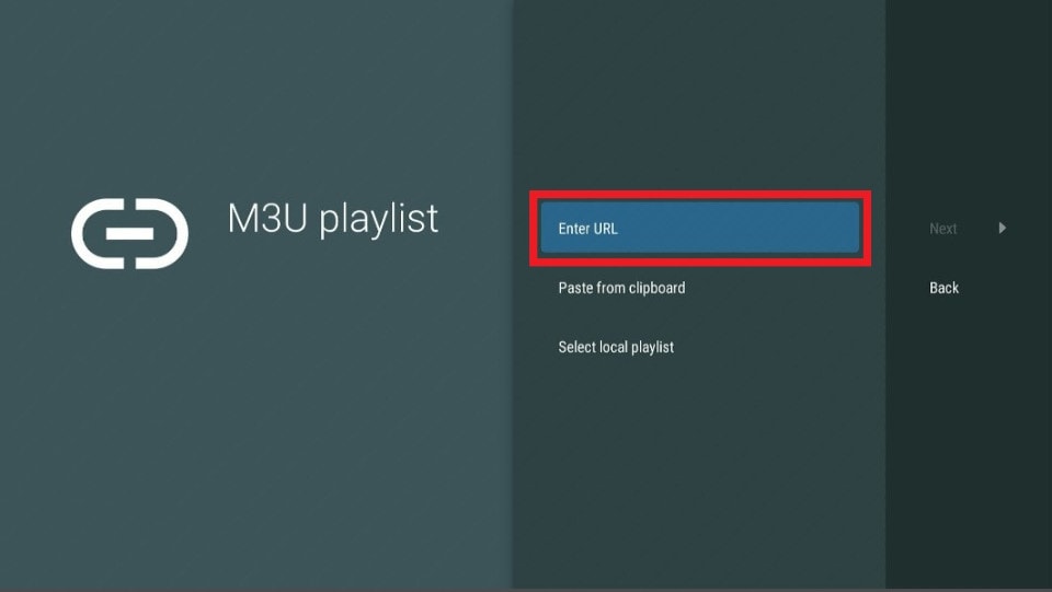 Enter the M3U link
