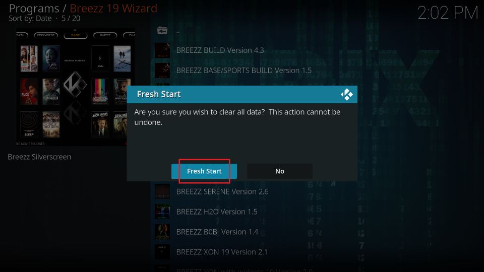 Click on Fresh Start button