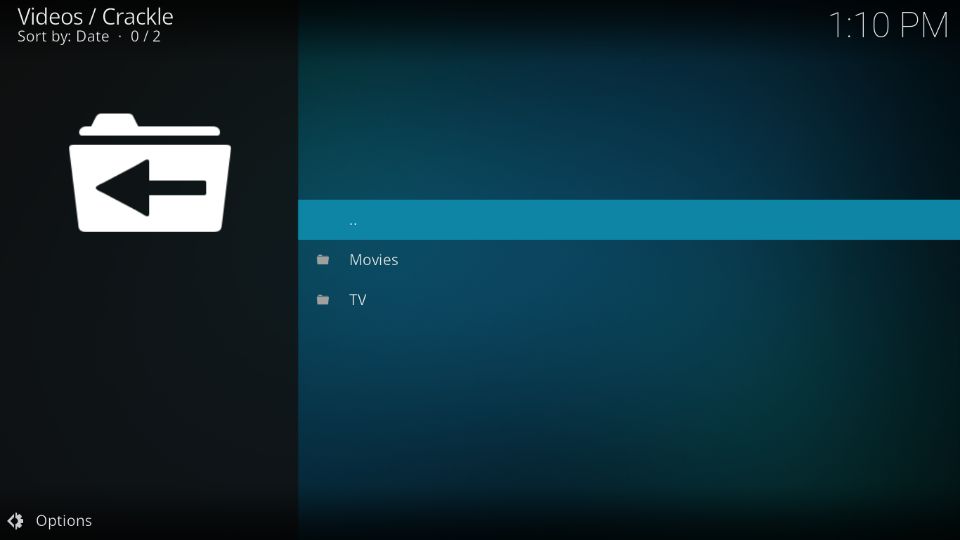 crackle kodi addon sections