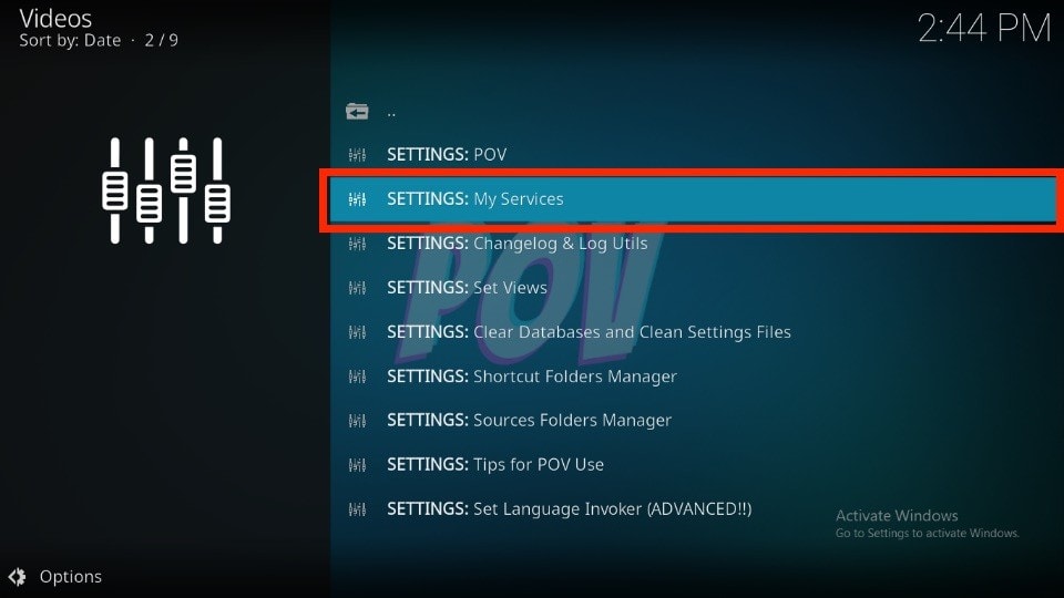 Select SETTINGS: My Services