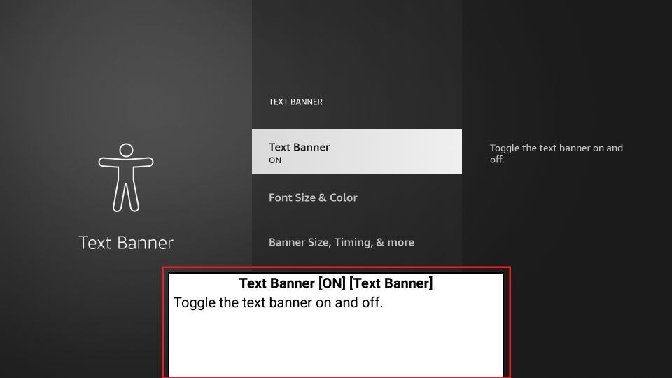 turn on text banner