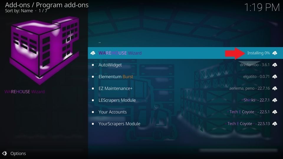 warehouse wizard kodi build