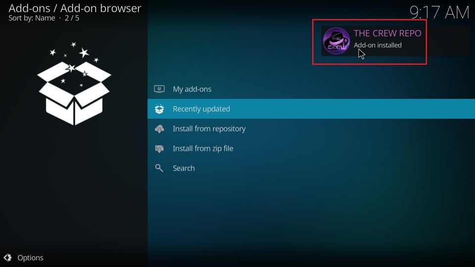 the crew Add on installed