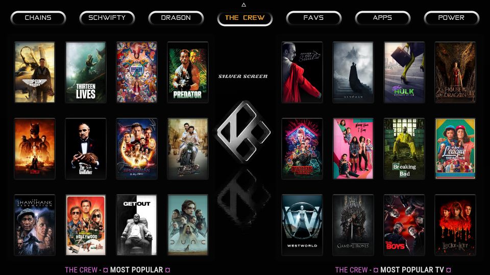 categories in the menu