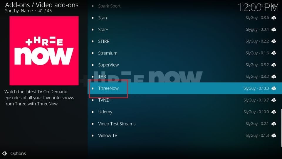 select three now kodi addon