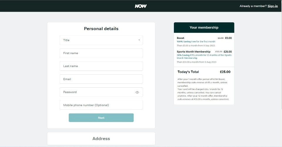 create a NOW account