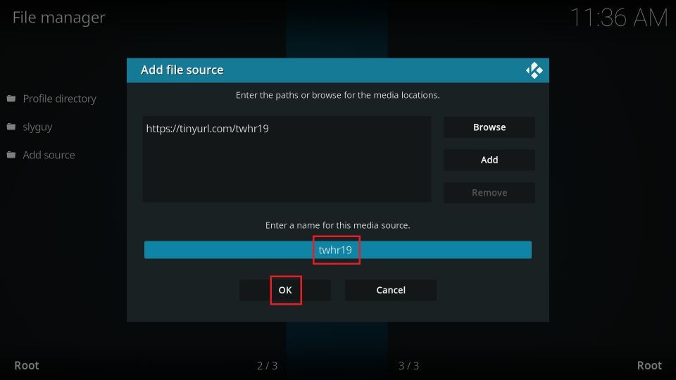 media source name