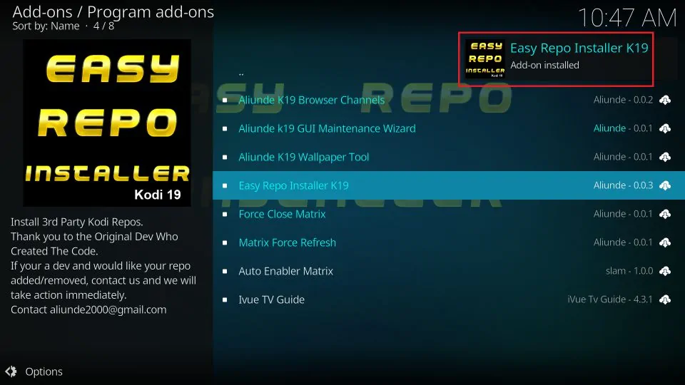 easy repo installer k19 addon installed