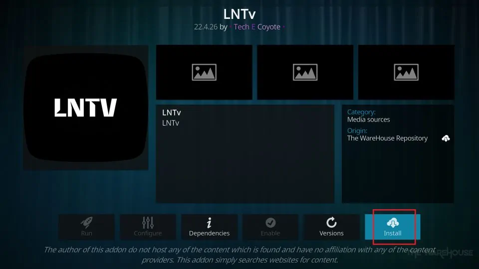 click the install button