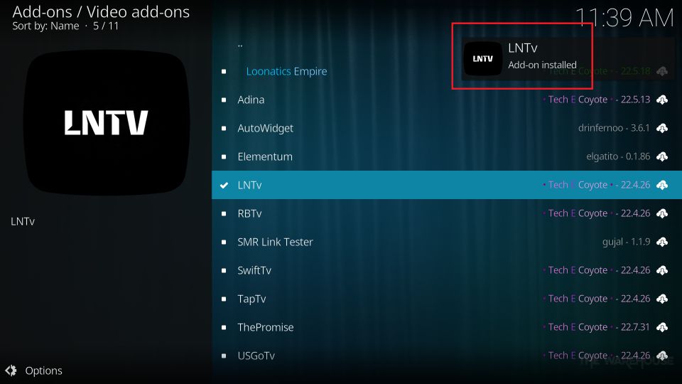 wait while lntv is being installed