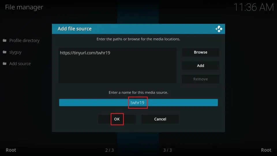 click enter a name for this media source