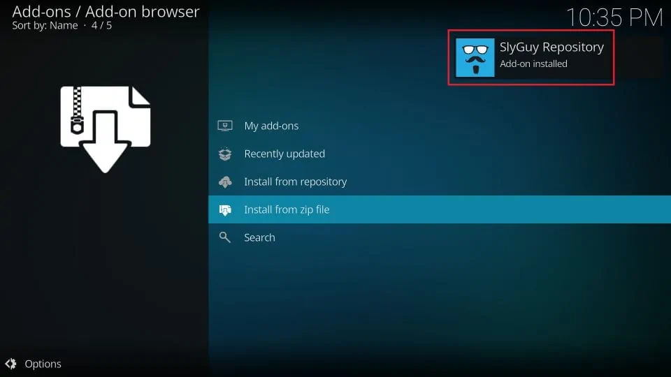 SlyGuy Repository Add-on installed