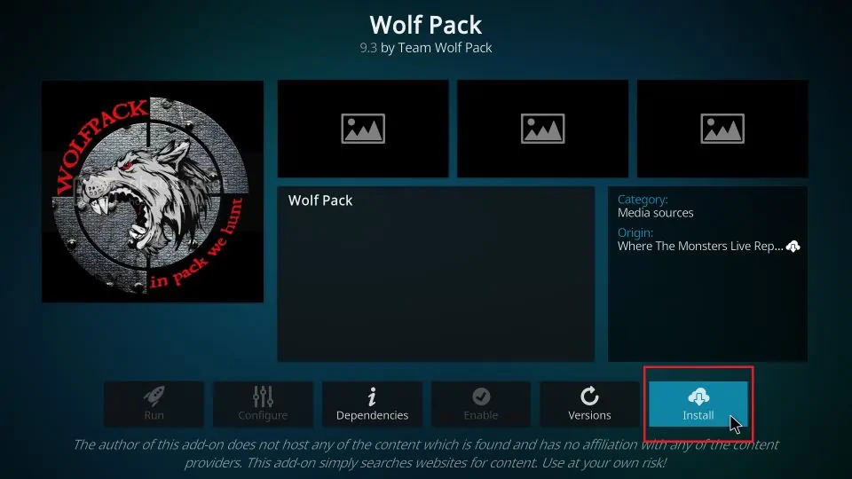 click on install button