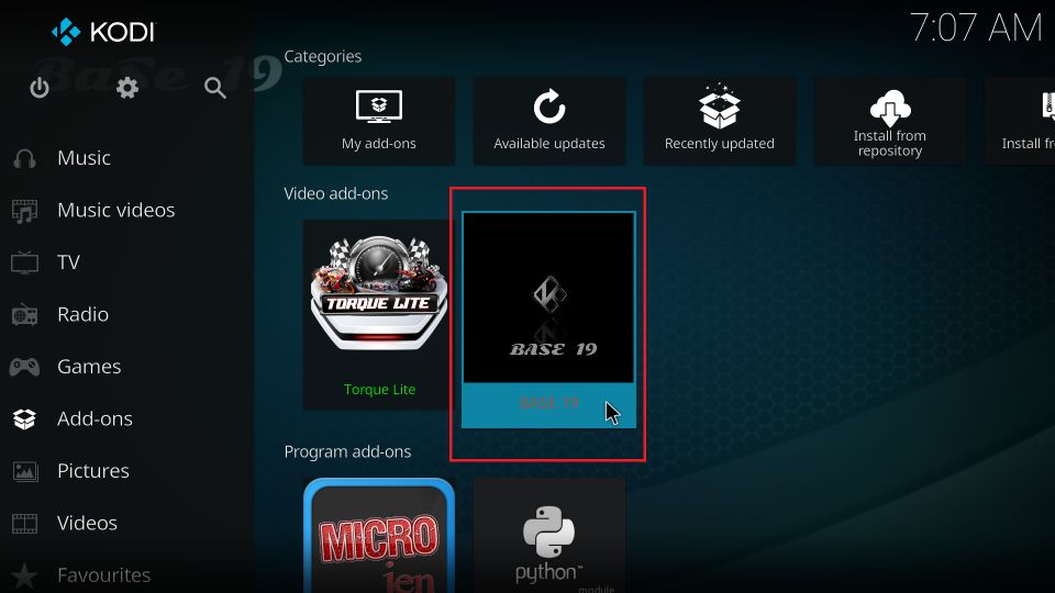 base 19 kodi addon