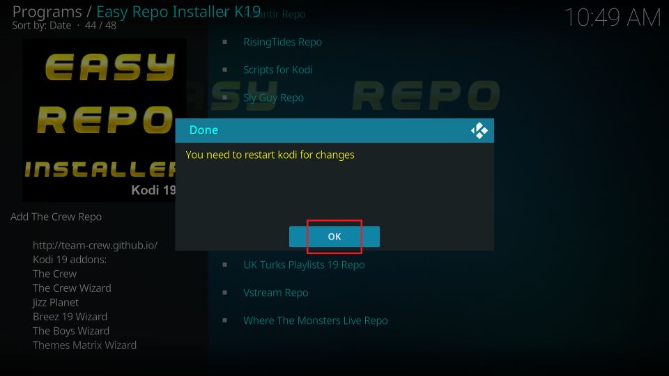click on ok button