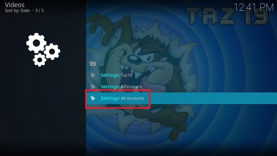 click settings all accounts