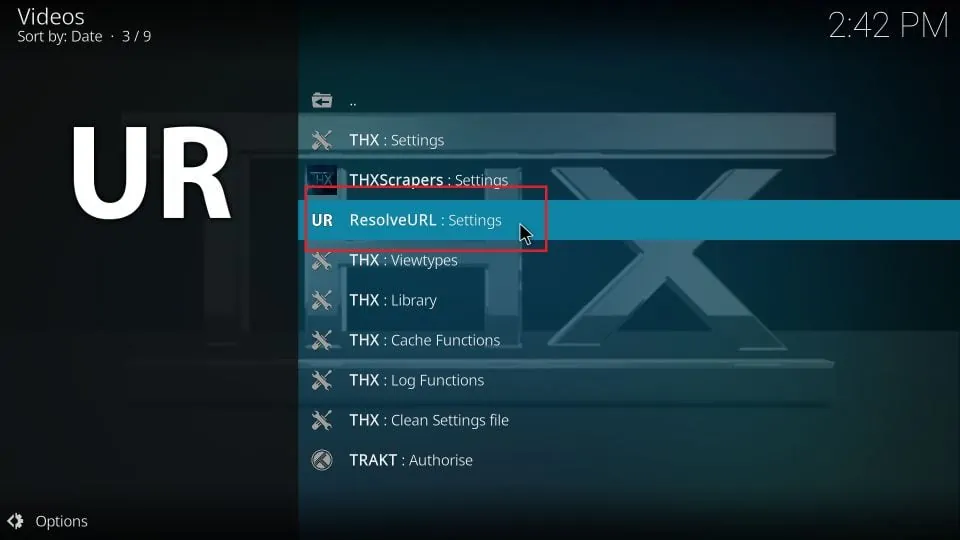 Click ResolveURL: Settings