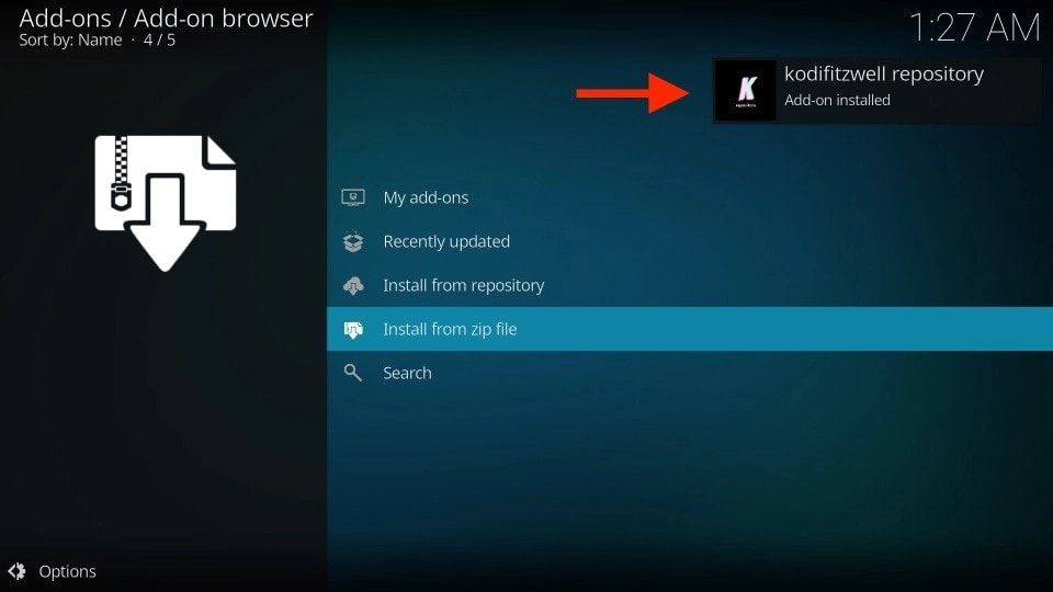 kodifitzwell repository addon installed